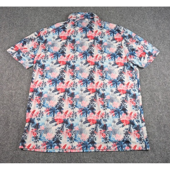 Sunday Swagger Polo Shirt Mens XL Floral Hawaiian AOP Golf Performance - Picture 6 of 7
